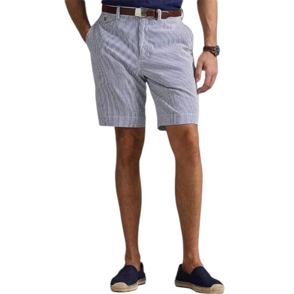 Polo Ralph Lauren Seersucker Shorts Mens 38 Blue PRL Classic Fit Striped Chino
